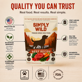 Simply Wild Freeze-Dried Dog Food, Beef Recipe for Adult Dogs, Complete & Balanced Meal, Real Beef, Beef Liver, Beef Kidney & Brown Rice, High-Protein Raw-Inspired Food, Made in USA