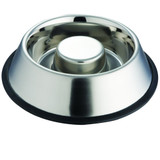 Indipets Stainless Steel Non-Tip Anti-Skid Health Care Slow Feeding Dish - Medium
