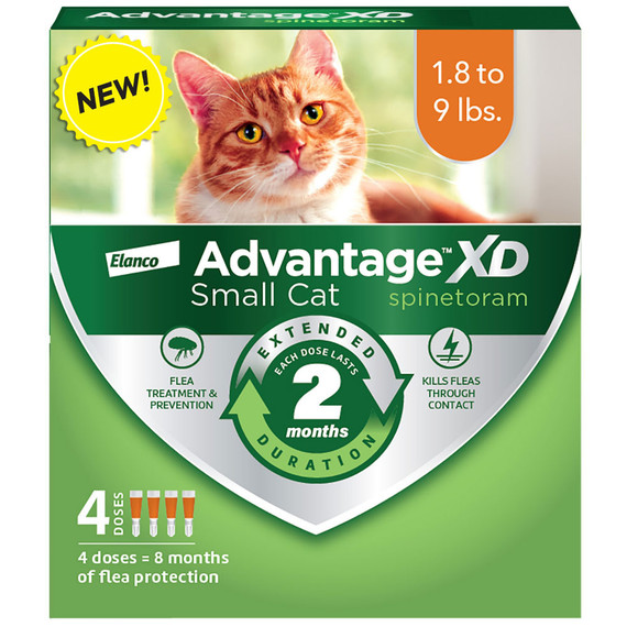 Advantage XD Flea Control for Small Cats, 1.8 lbs - 9 lbs, 4-Dose (8 month supply)