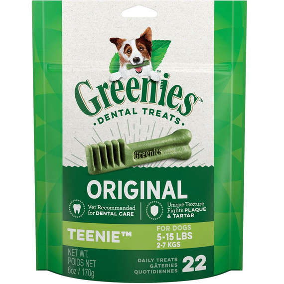 Greenies Original Dental Chew Dog Treats - Teenie 6oz (22 Bones)