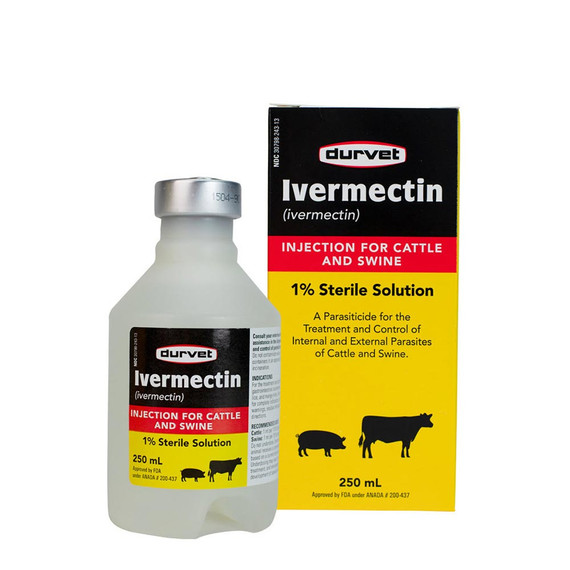 Durvet for Cattle & Swine - Ivermectin Injection 1% Sterile Solution (250 ml) - [Parasite Treatment]