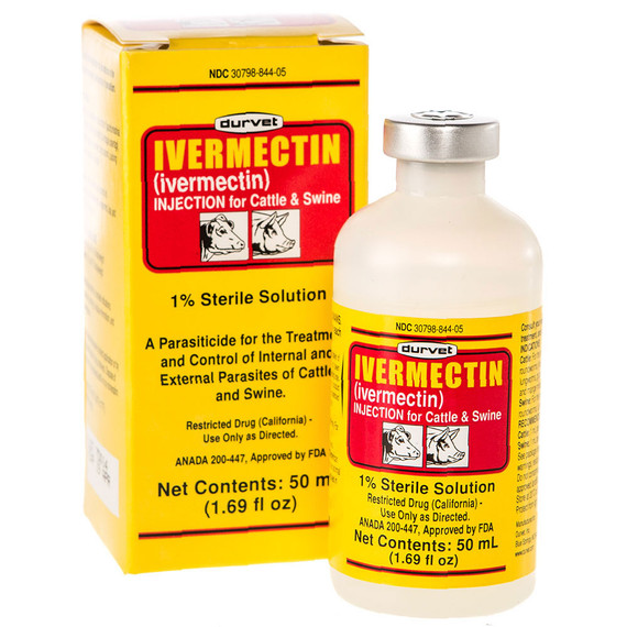 Durvet for Cattle & Swine - Ivermectin Injection 1% Sterile Solution (50 ml) - [Parasite Treatment]
