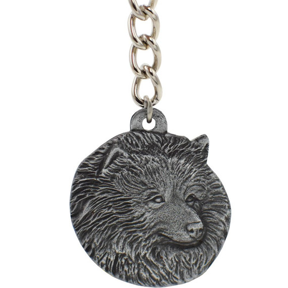 Dog Breed Keychain USA Pewter - Keeshound (2.5)