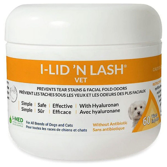 I-Med I Lid 'n Lash Hygiene Vet Wipes, 60 Count