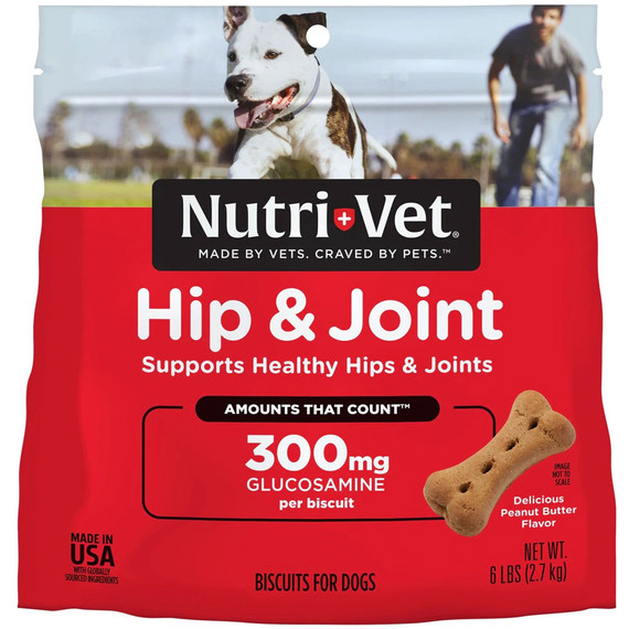 Nutri-Vet Hip & Joint Biscuits for Dogs (300 mg) (6 lbs) - Peanut Butter