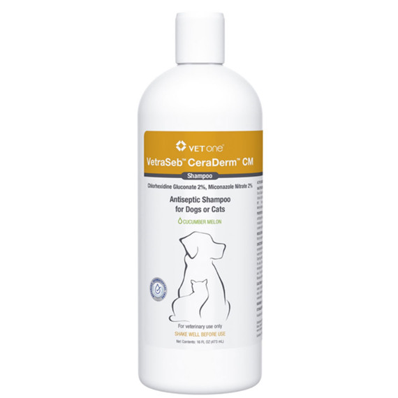 VetraSeb CeraDerm CM Antiseptic Shampoo for Dogs or Cats, 16oz
