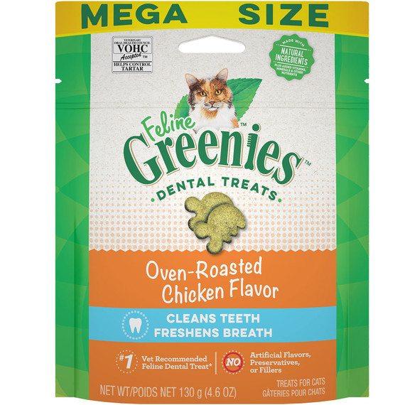 Feline Greenies Dental Cat Treats - Oven Roasted Chicken Flavor (4.6 oz)