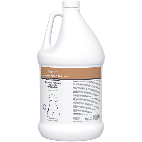 CeraDerm Aloe and Oatmeal Conditioning Shampoo for Dogs or Cats, 1 Gallon