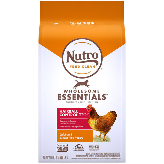 Nutro Whole Essentials Adult Natural Dry Cat Food Hairball Control - Chicken & Brown Rice Recipe (5 lb) Nutro Whole Essentials Adult Natural Dry Cat Food Hairball Control - Chicken & Brown Rice Recipe (5 lb)