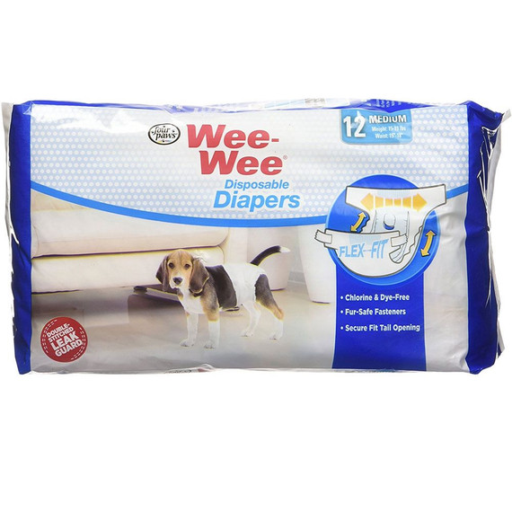 Four Paws Wee-Wee Disposable Diapers - Medium (12 pack)