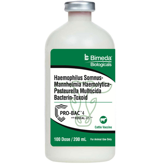 Pro-Bac 4 with Reveal ATS Cattle Vaccine, 100 dose, 200-ml