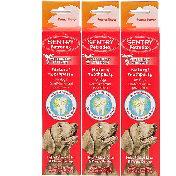 Sentry HC Petrodex Natural Toothpaste Dogs Peanut Flavor 3-PACK (Net. 7.5 oz)
