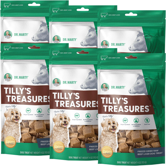 Dr. Marty Tilly’s Treasures Freeze Dried Beef Liver Dog Treats, 6-PACK, 4-oz
