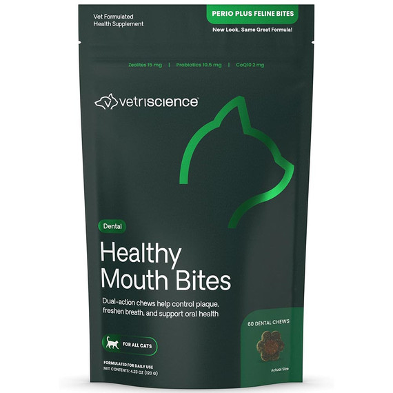 VetriScience Perio Plus Feline Bites - Healthy Mouth Bites (60 Dental Chews)