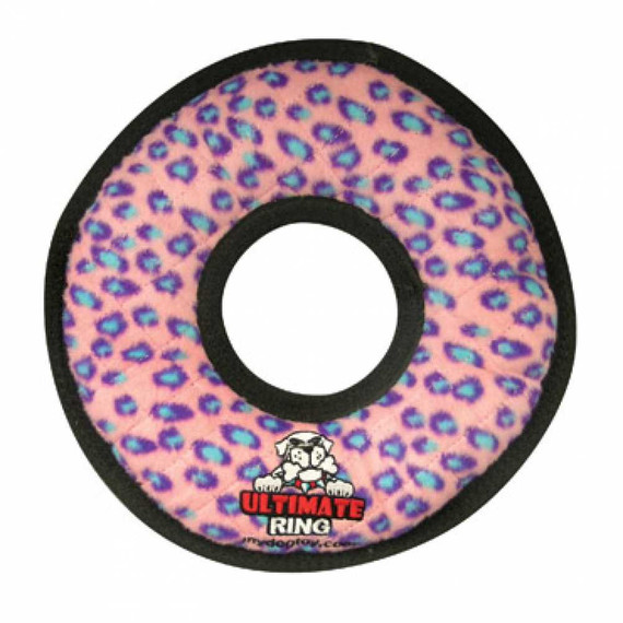 Tuffy's Ultimate Ring Pink Leopard Dog Toy