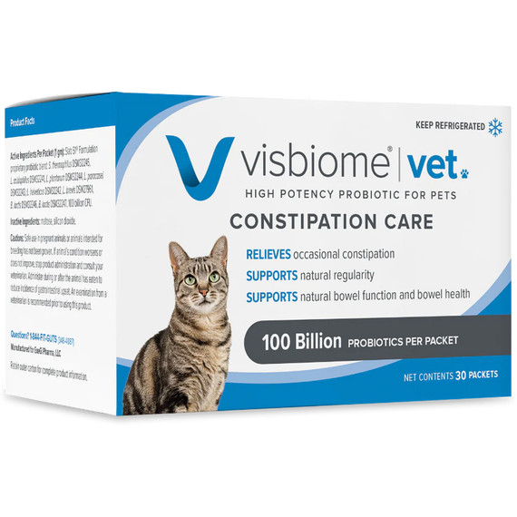 Visbiome for Cats - Vet High Potency Probiotic Constipation Care - 100 Billion CFUs (30 packets) - [Gut Health]