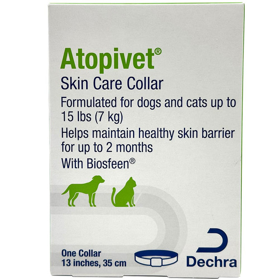 Atopivet Skin Care Collar with Biosfeen for Dogs & Cats up to 15 lbs (7 kg) - One Collar (13 inches. 35 cm)