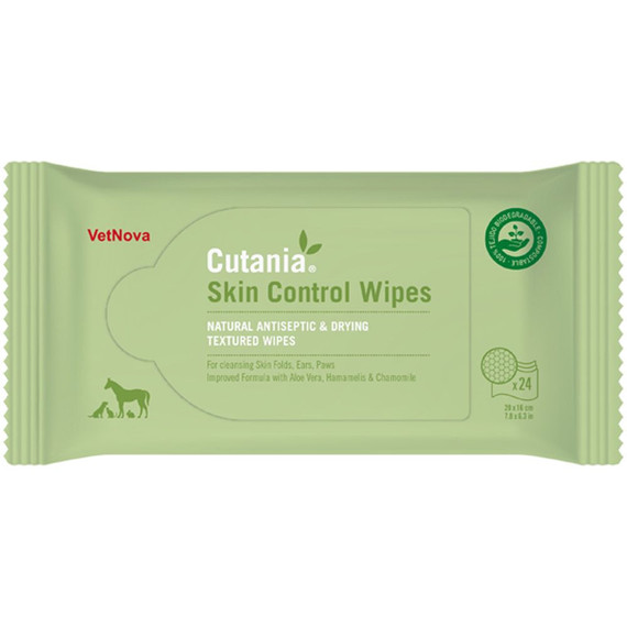 VetNova Cutania Skin Control Wipes Large, 24 count