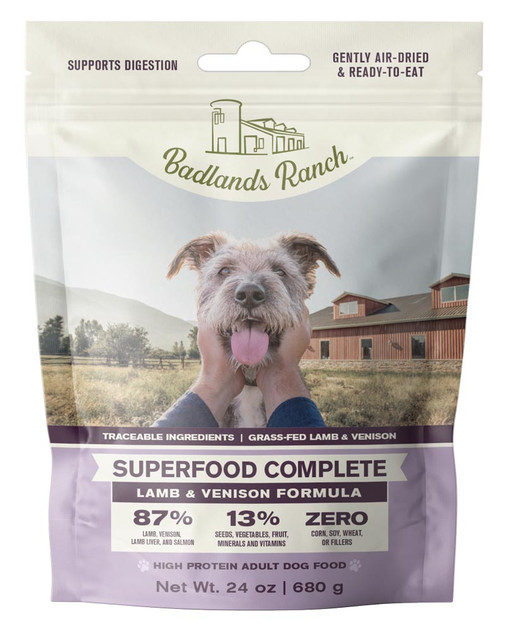 Badlands Ranch Superfood Complete Premium Air Dried Lamb & Venison Dog Food (24 oz)