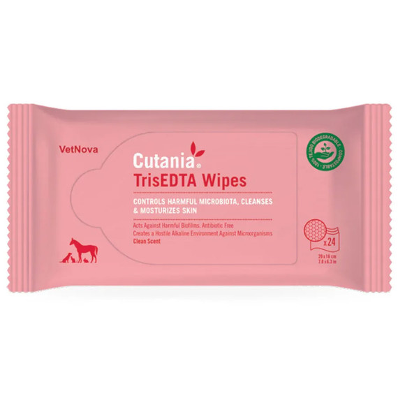 VetNova Cutania TrisEDTA Wipes Large, 24 count