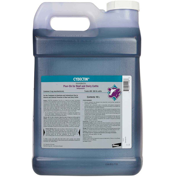 Cydectin (Moxidectin) Pour-On for Beef and Dairy Cattle, 10 Liter Cydectin (Moxidectin) Pour-On for Beef and Dairy Cattle, 10 Liter