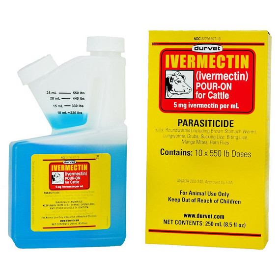 Durvet Ivermectin Pour-On for Cattle (250 mL) - [Parasiticide]