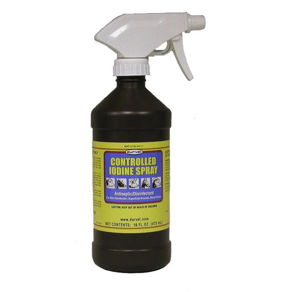 Durvet Controlled Iodine Spray for Cattle, Horses, Swine & Sheep (16 oz) - [Topical Antiseptic]
