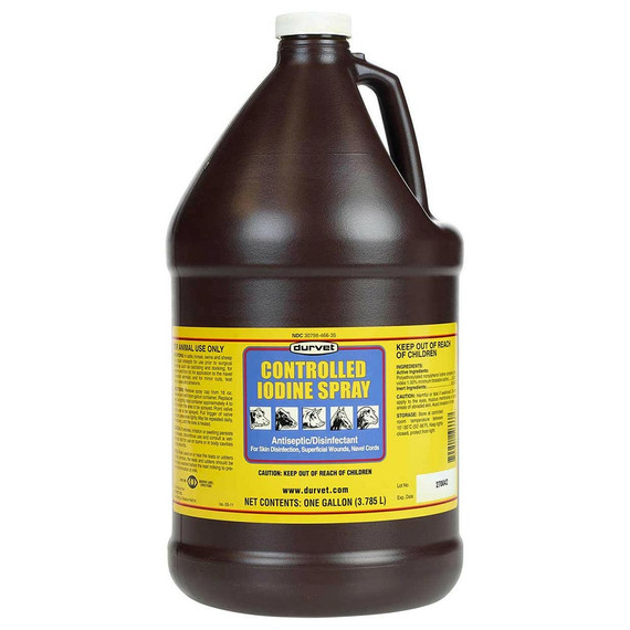 Durvet Controlled Iodine Spray for Cattle, Horses, Swine & Sheep (1 Gallon) - [Topical Antiseptic]