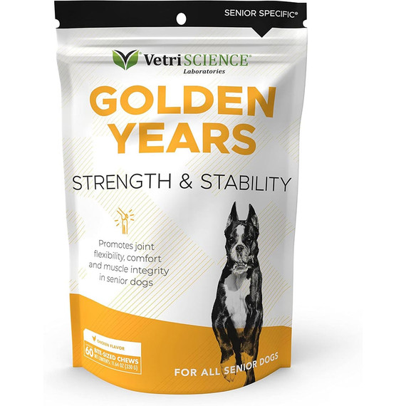 VetriScience Golden Years Strength & Stability for Senior Dogs (60 Chews) - [Mobility Support]