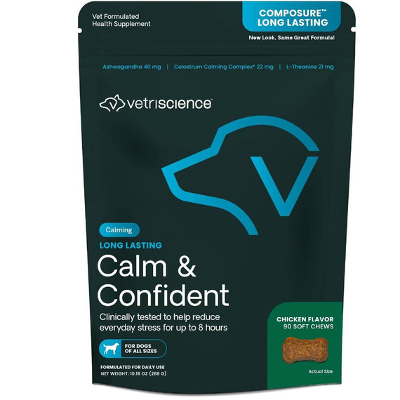 VetriScience Composure Long Lasting for Dogs - Calm & Confident Chicken Flavor (90 Soft Chews) - [Behavioral Health]