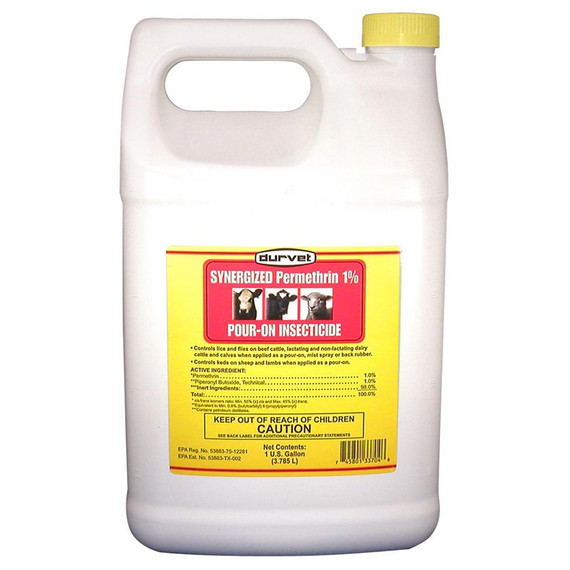 Durvet Synergized Permethrin 1% for Cattle & Sheep (1 Gallon) - [Pour-On Insecticide]