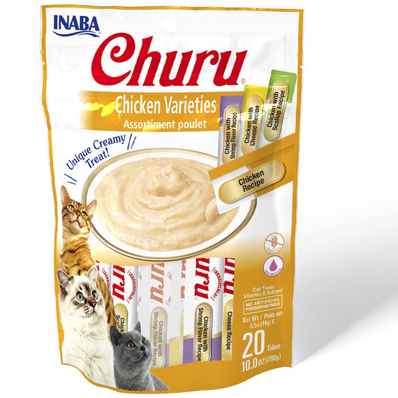 Inaba Churu Cat Treat - Chicken Varieties - 20 Tubes (10 oz)