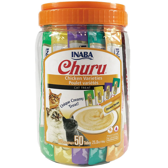 Inaba Churu Cat Treat - Chicken Varieties - 50 Tubes (25 oz)