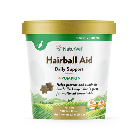 NaturVet Hairball Aid Daily Support Soft Chew Supplements for Cats (100 Count) NaturVet Hairball Aid Daily Support Soft Chew Supplements for Cats (100 Count)