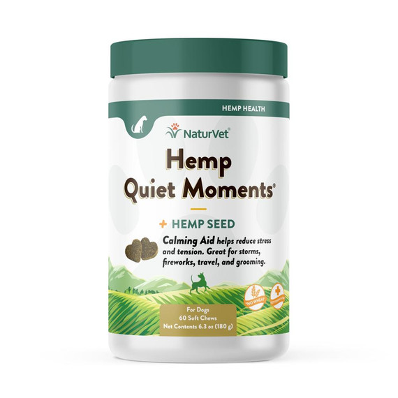NaturVet Hemp Quiet Moments Calming Aid Soft Chew Supplements for Dogs (60 Count)