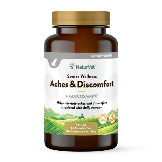 NaturVet Senior Wellness Aches & Discomfort Tablet Supplements for Dogs (60 Count)
