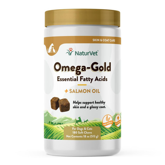 NaturVet Omega-Gold Essential Fatty Acids Plus Salmon Oil Soft Chew Supplements for Dogs & Cats (180 Count) NaturVet Omega-Gold Essential Fatty Acids Plus Salmon Oil Soft Chew Supplements for Dogs & Cats (180 Count)