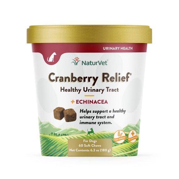 NaturVet Cranberry Relief Healthy Urinary Tract with Echinacea Soft Chew Supplements for Dogs (60 Count)