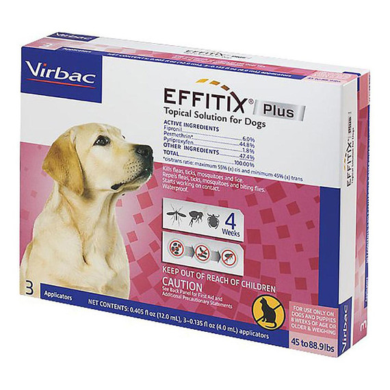 Effitix Plus Topical Solution for Large Dogs - 45-88.9 lbs (3 Doses)