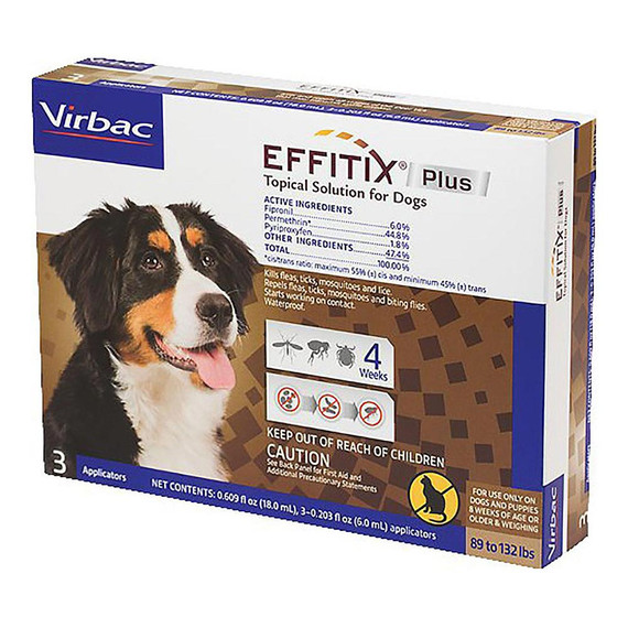 Effitix Plus Topical Solution for XLarge Dogs - 89-132 lbs (3 Doses)