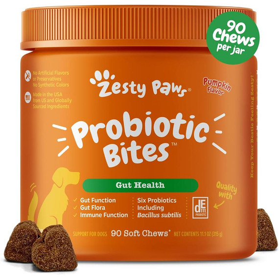 Zesty Paws Probiotic Bites for Dogs - Pumpkin Flavor (90 Soft Chews) Zesty Paws Probiotic Bites for Dogs - Pumpkin Flavor (90 Soft Chews)