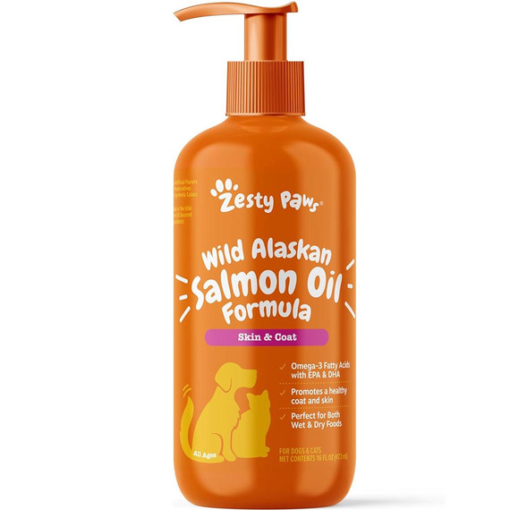 Zesty Paws Wild Alaskan Salmon Oil Formula for Dogs & Cats (16 fl oz)