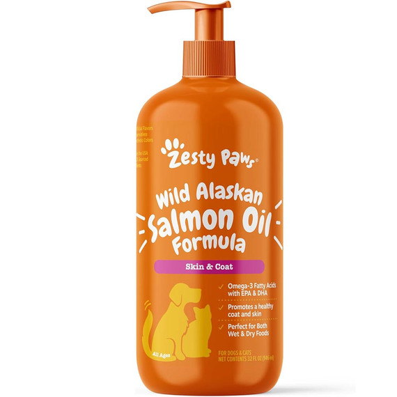 Zesty Paws Wild Alaskan Salmon Oil Formula for Dogs & Cats (32 fl oz)