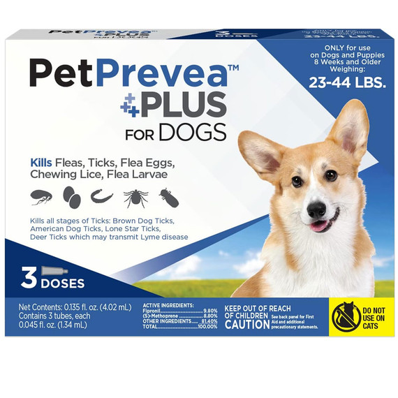 PetPrevea Plus Flea Tick for Dogs - 23-44 lbs, 3 Month Supply