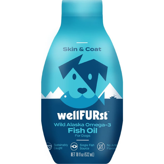 WellFURst Wild Alaska Omega-3 Fish Oil Skin & Coat Health Supplement for Dogs, 18-fl oz bottle