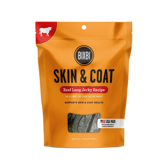 BIXBI DOG SKIN COAT JERKY BEEF LIVER TREAT 5OZ
