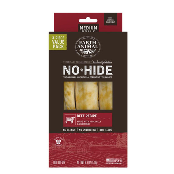 EA DOG NO HIDE BEEF ROLLS MEDIUM VALUE BOX 3CT TREAT