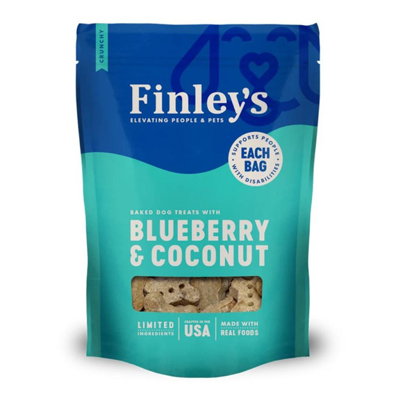 FINLEYS DOG CRUNCHY BISCUITS BLUEBERRY COCONUT TREAT 6OZ