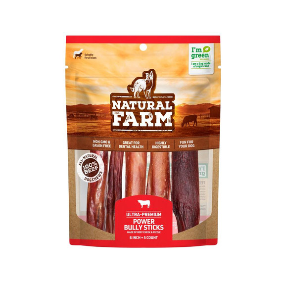 NF DOG POWER BULLY STICK 6" 5CT TREAT