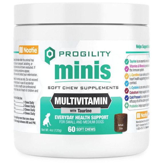PROGILITY DOG MINI MULTIVITAMIN SMALL MEDIUM BREED CHEWS 60CT 4OZ